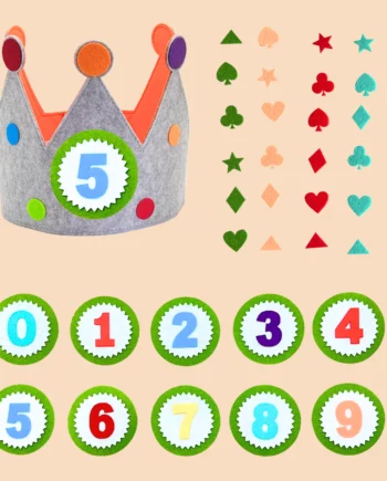 corona cumpleaños con adornos y numeros de colores