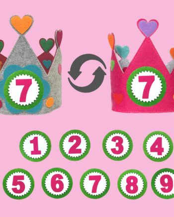 Corona para cumpleaños reversible con números del 1 al 9