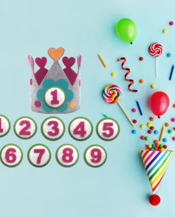 corona cumpleaños reina y princesa con numeros del 1-9